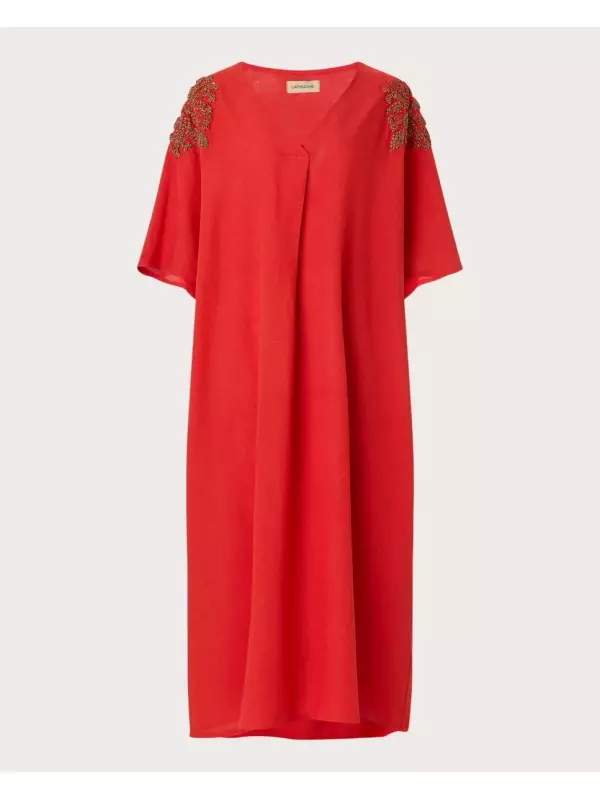 Женский пляжный кафтан с вышивкой люрексом Latouche, цвет 630 Coral