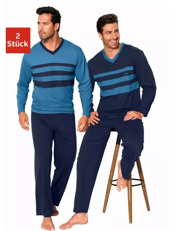 Пижама le jogger (упаковка, 4 шт., 2 шт.), со вставками контрастного цвета спереди, синий