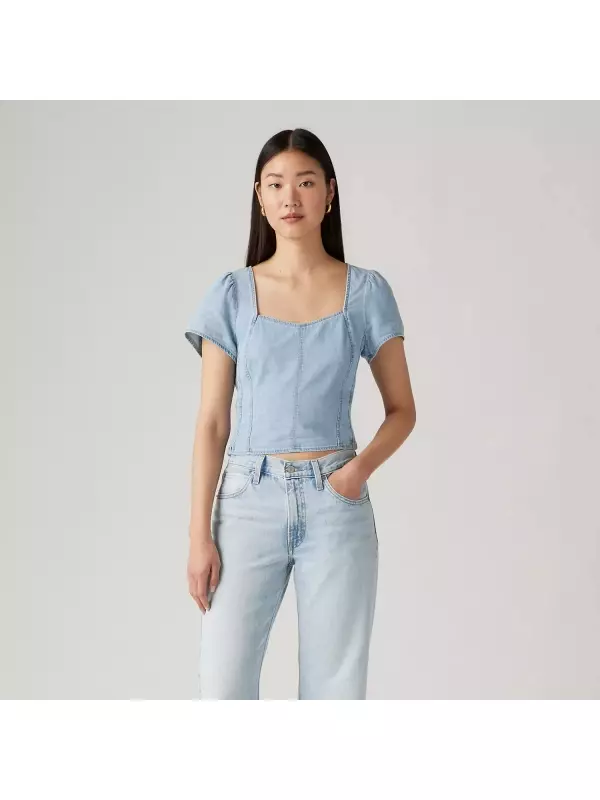 Джинсовый корсет с короткими рукавами Ophelia Levi's, цвет Turn Up Light - Light Wash