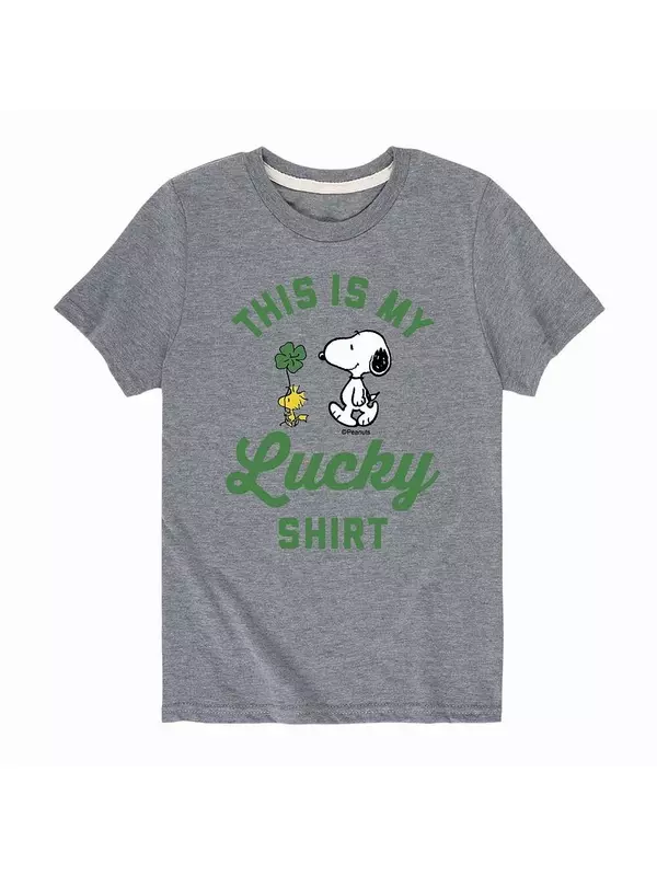 Рубашка Peanuts Lucky для мальчиков 8–20 лет, футболка с рисунком Snoopy Licensed Character, серый