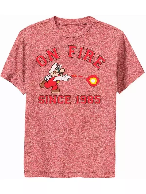 Футболка с графикой Nintendo Super Mario On Fire с 1985 года для мальчиков 8–20 лет Licensed Character