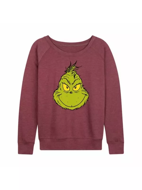 Женская футболка с длинным рукавом из французского трикотажа с изображением доктора Сьюза и Гринча Licensed Character, красный