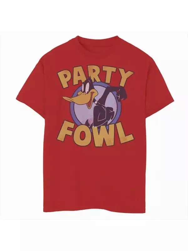 Футболка с изображением птицы в стиле ретро и юмора для мальчиков 8–20 лет Looney Tunes Party Fowl Licensed Character