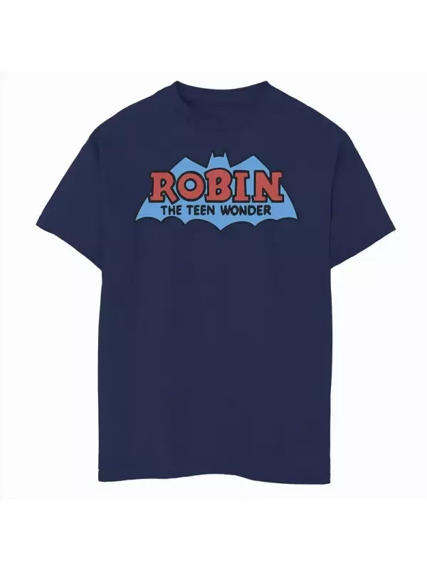 Классическая футболка с графическим рисунком и логотипом DC Comics Robin The Graphic для мальчиков 8–20 лет Teen Wonder Licensed Character