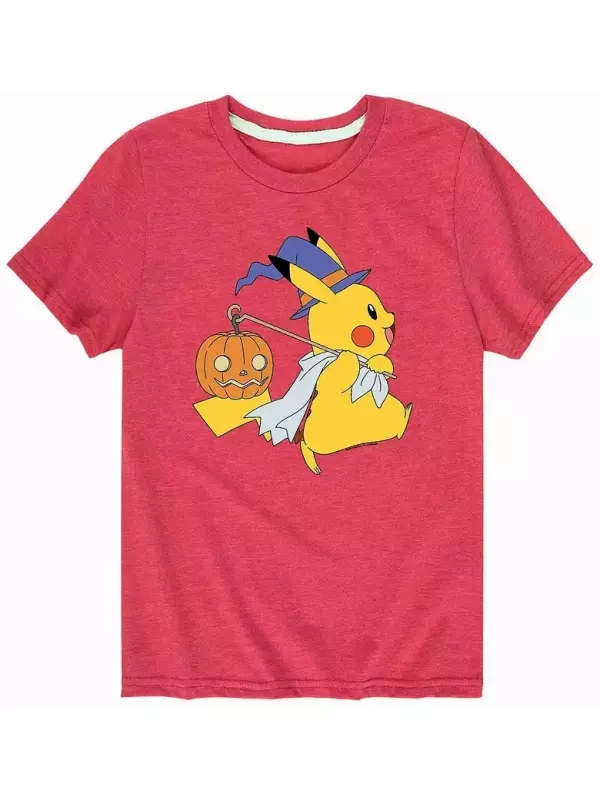 Футболка «Кошелек или жизнь» Nintendo для мальчиков 8–20 лет с изображением Покемона Хэллоуина и Пикачу Licensed Character, красный