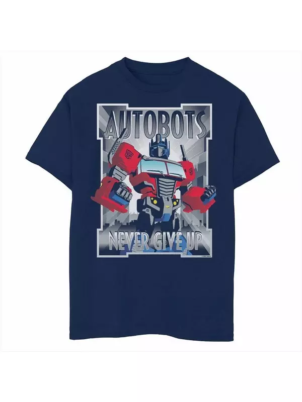 Футболка с рисунком «Трансформеры Оптимус Прайм» для мальчиков 8–20 лет «Автоботы никогда не сдаются» Licensed Character, темно-синий