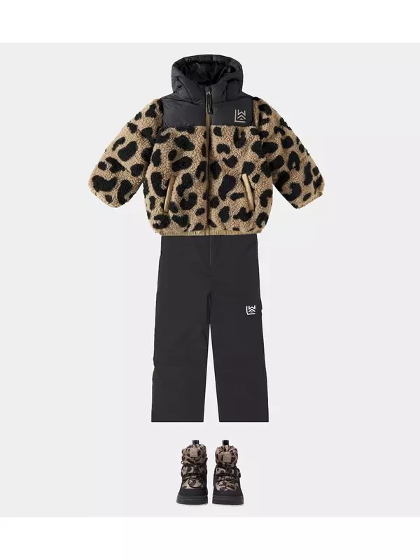 Пуховик Nikko с леопардовым принтом из флиса Liewood, Mega Leo / Oat Mix