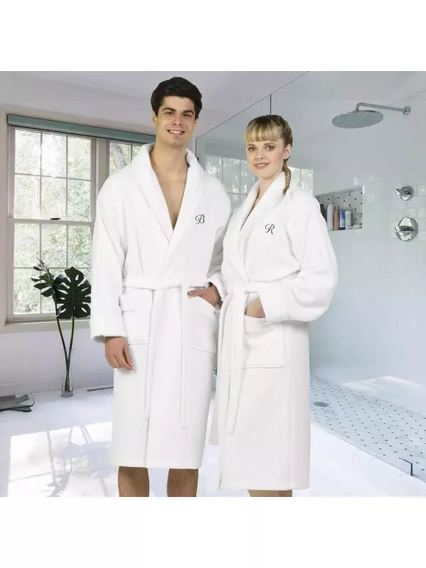 Linum Текстиль для дома Турецкий хлопок Персонализированный атласной отделкой Вафельный махровый белый халат Linum Home Textiles