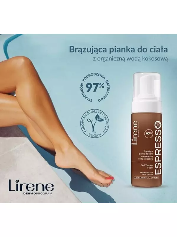 Бронзирующая пенка для тела с органической кокосовой водой - темная кожа 150мл Lirene ESPRESSO
