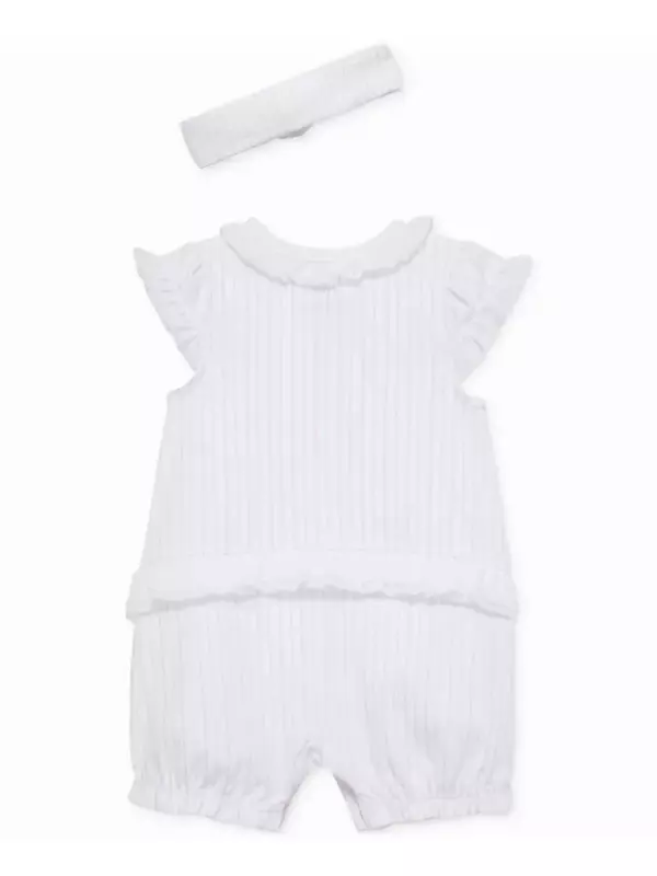 Комплект для девочек: вышитый хлопковый комбинезон и повязка на голову (2 предмета) Little Me, белый