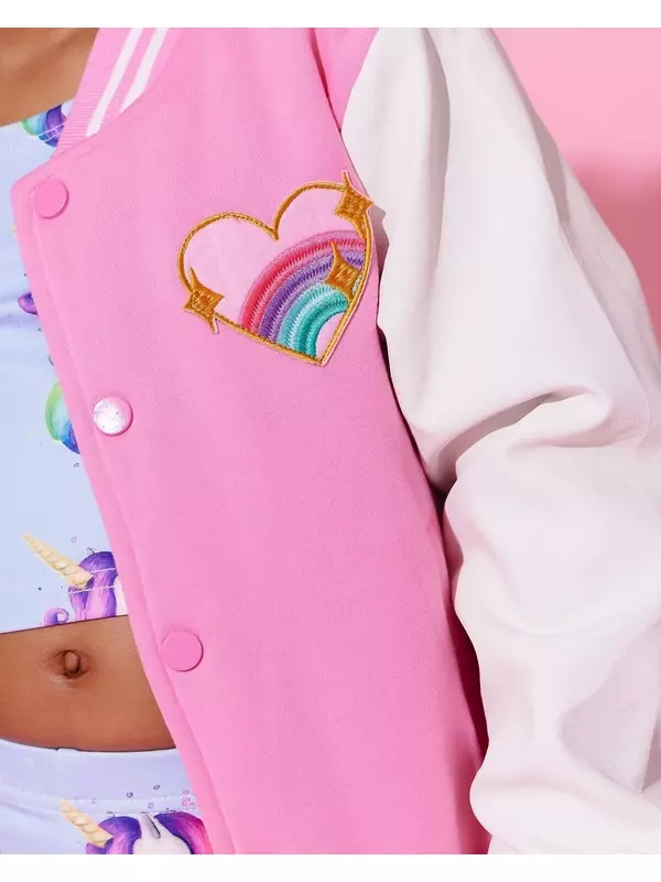 Университетская куртка-бомбер с пайетками Good Vibes для девочек, размер 2–14 Lola + The Boys, цвет Pink