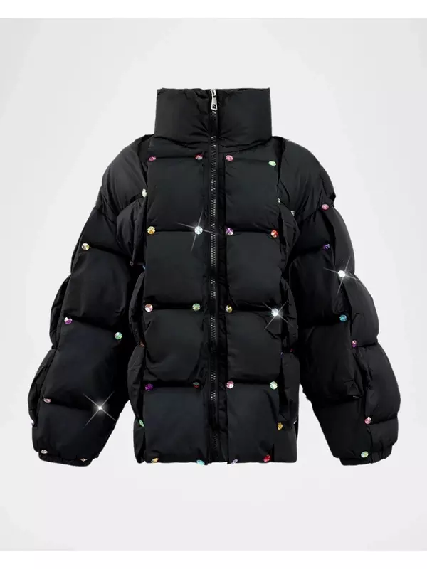 Стеганая куртка-пуховик для девочек Rainbow Gems, размер 2–14 Lola + The Boys, черный