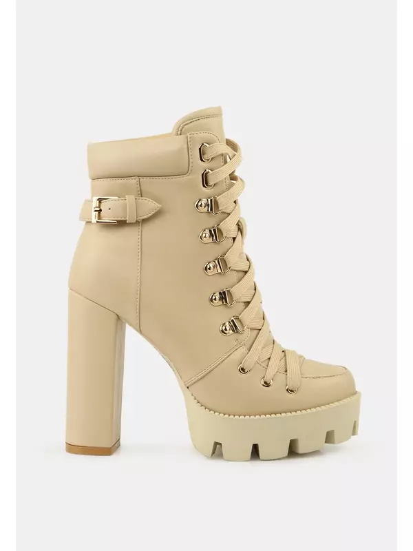 Высокие боевые ботинки Willow с воротником-стойкой и шнуровкой London Rag, бежевый
