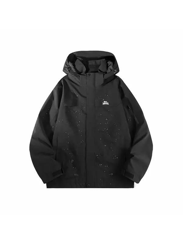 Водостойкая ветронепроницаемая износостойкая теплая ветровка женская LONSDALE, черно-белая (с утеплителем)