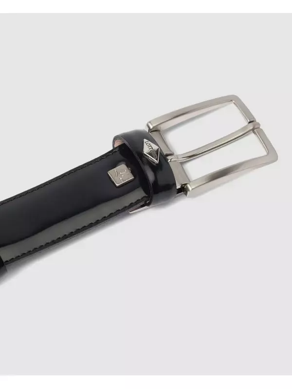 Мужской ремень из черной лакированной кожи с глянцевым эффектом Lottusse, черный