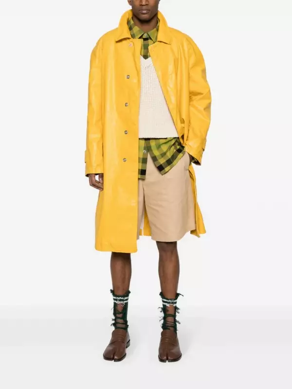 Длинный тренч с эффектом потертости MAISON MARGIELA, желтый