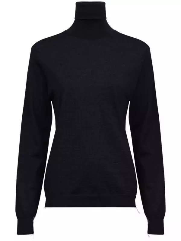 Maison Margiela свитер из шерсти мериноса с высоким воротником, черный