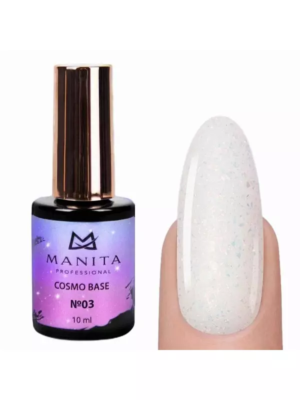 Гель-лак Manita Professional База для ногтей камуфлирующая с блестками №03 / Cosmo Base, 10 мл