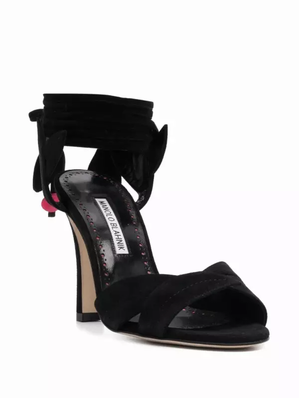 Босоножки Ossie 100 с открытым носком Manolo Blahnik, черный