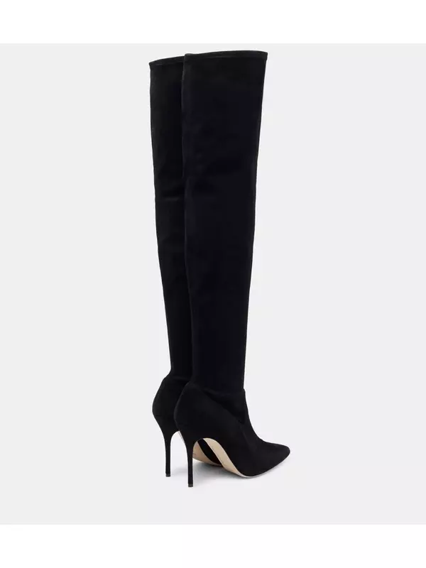 Ботфорты Pascalarehi 105 из замши Manolo Blahnik, Black 0015