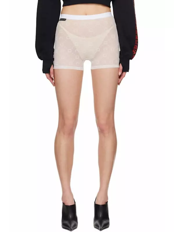 Эксклюзивные белые мини-шорты из переработанного флока от SSENSE Marine Serre