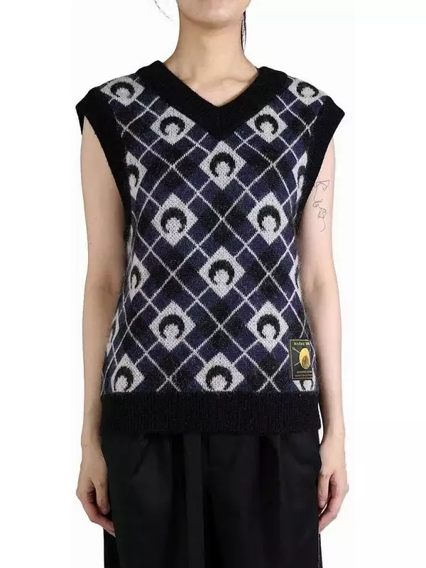Вязаный жилет Moon Argyle Marine Serre, синий