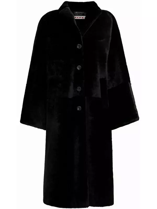 Marni однобортная шуба из искусственного меха, черный