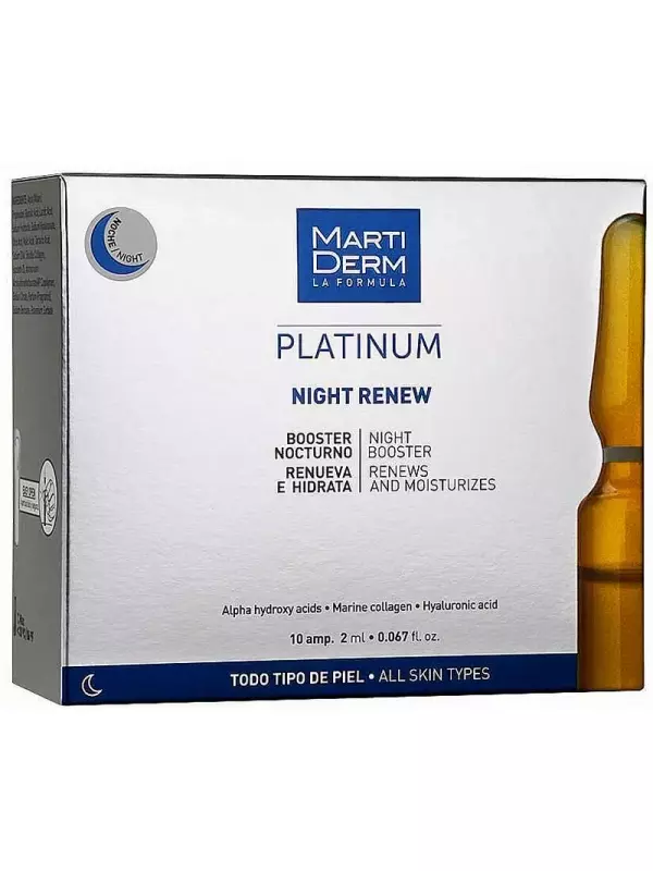 Антивозрастной бустер для лица на ночь в ампулах Martiderm Platinum Night Renew, 10х2 мл
