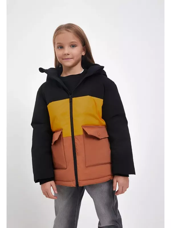 Детский пуховик с цветными вставками