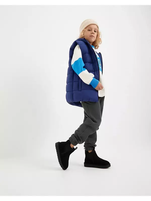 Черные детские угги из велюра