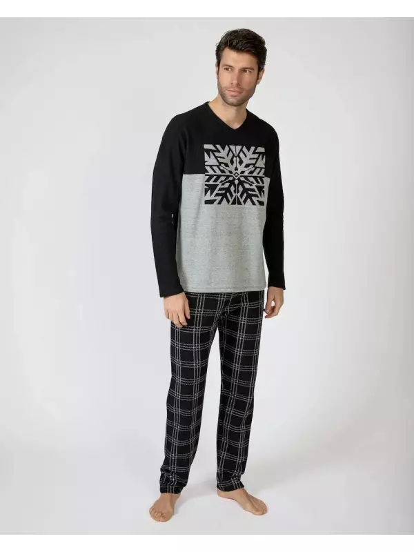 Мужская пижама из трикотажа милано с длинными штанинами Massana, черный/серый