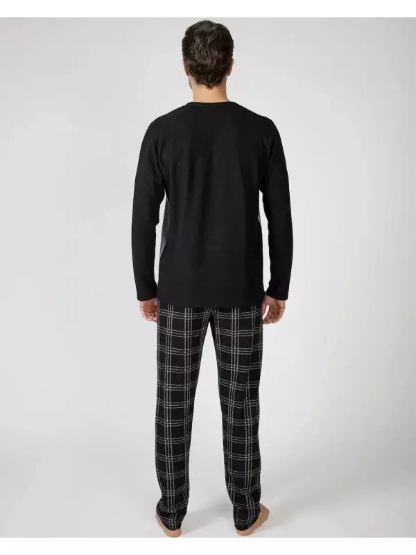 Мужская пижама из трикотажа милано с длинными штанинами Massana, черный/серый