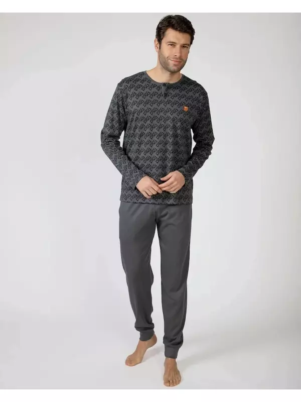 Мужская пижама из трикотажного хлопка с длинными штанинами Massana, темно-серый