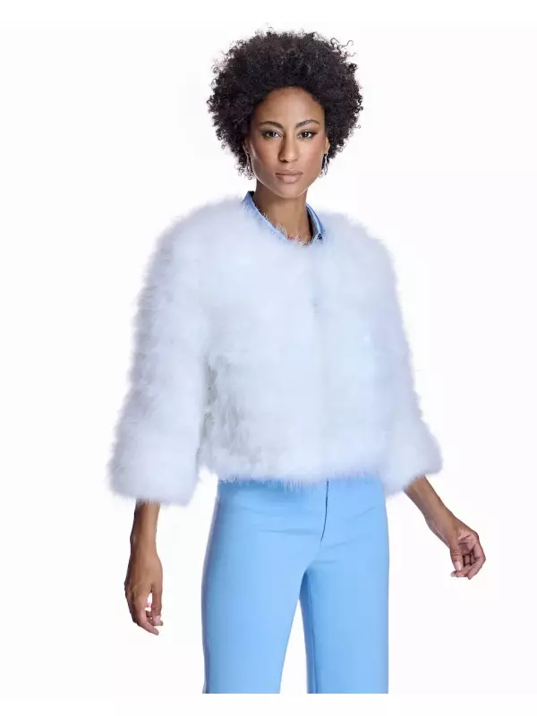 Женское болеро из перьев марабу с французским рукавом Maximilian, белый