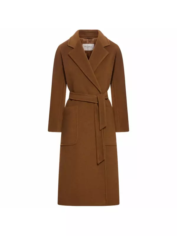 MaxMara Длинное пальто с поясом, Brown