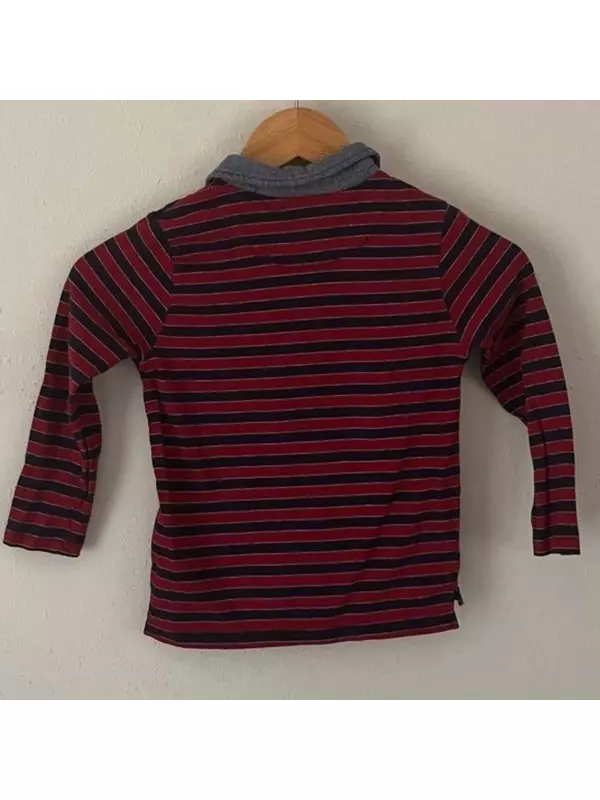 Рубашка поло Waverly с длинными рукавами и воротником из шамбре для мальчиков в винно-синем цвете ME & HENRY