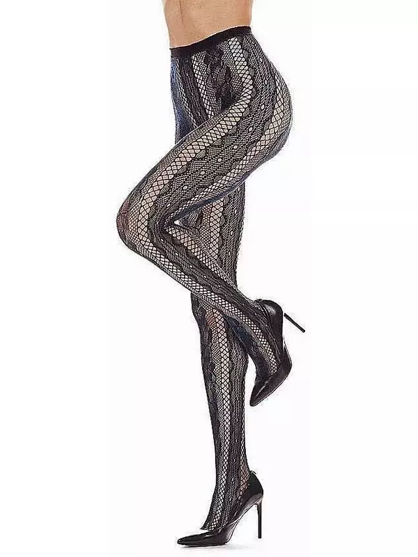 Женские сетчатые колготки с линейным цветочным принтом, чулки MeMoi, синий