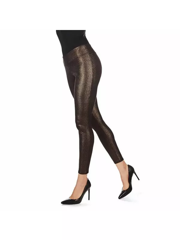 Леггинсы с высокой талией и эффектом металлик, моделирующие фигуру MeMoi, цвет Black Gold