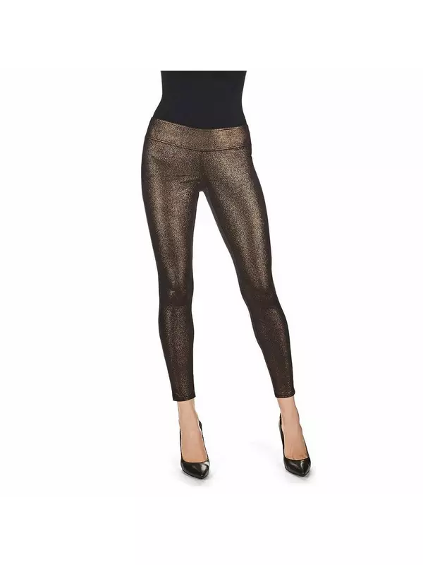 Леггинсы с высокой талией и эффектом металлик, моделирующие фигуру MeMoi, цвет Black Gold