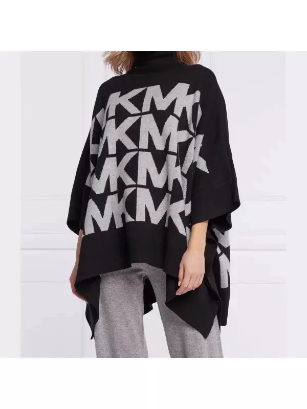 Пончо оверсайз с добавлением шерсти и кашемира Michael Kors, черный