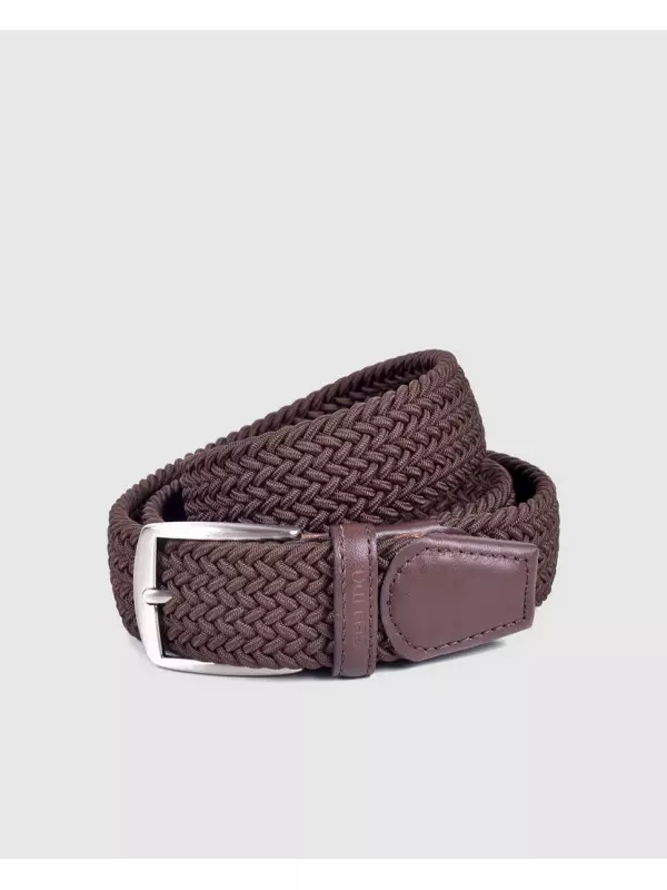 Эластичный плетеный ремень с простой коробкой Miguel Bellido, черный