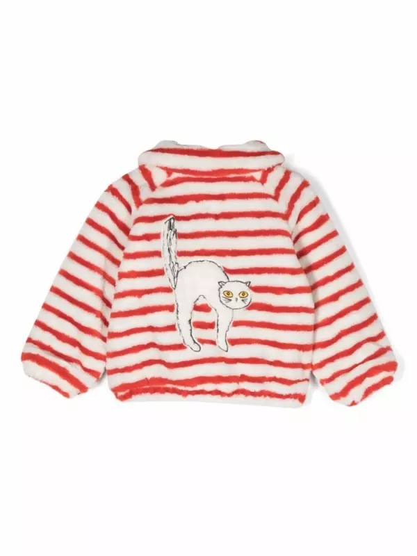 Mini Rodini шуба из искусственного меха с аппликацией, белый