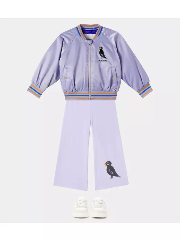 Бомбер из сатина с вышитым логотипом Mini Rodini, фиолетовый