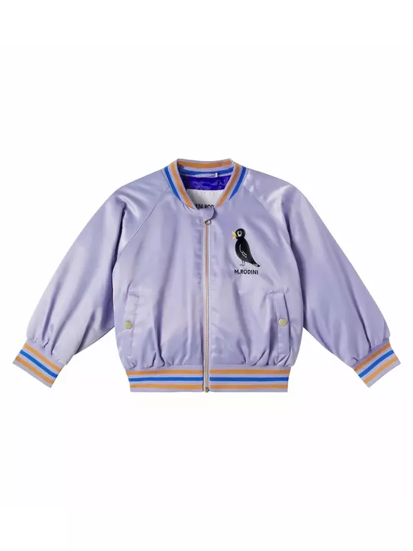 Бомбер из сатина с вышитым логотипом Mini Rodini, фиолетовый