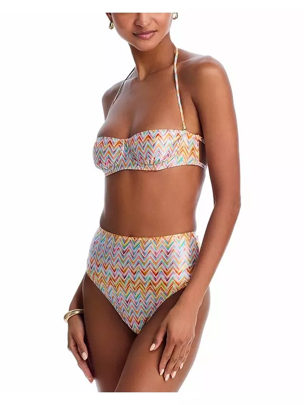 Принтованный бикини-топ на завязках Missoni, мультиколор