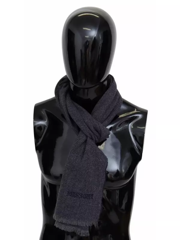 Шерстяная вязаная мужская шаль Missoni унисекс с шейным платком, черный