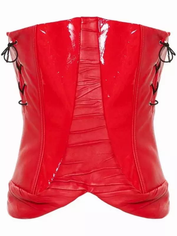 MITILIANE COUTURE кожаный корсет с лакированными вставками, красный