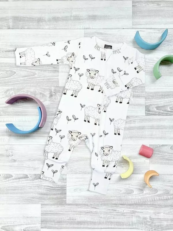 Комбинезон Mjolk, открытая стопа, размер 62, овечки