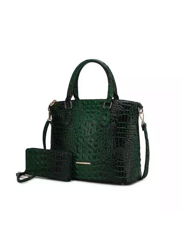 Женская сумка-тоут Liora с кошельком, сумка-кошелек из веганской кожи с тиснением под крокодила MKF Collection By Mia K., зеленый