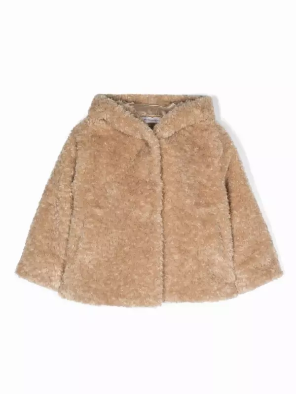 Однобортная шуба Monnalisa, нейтральный